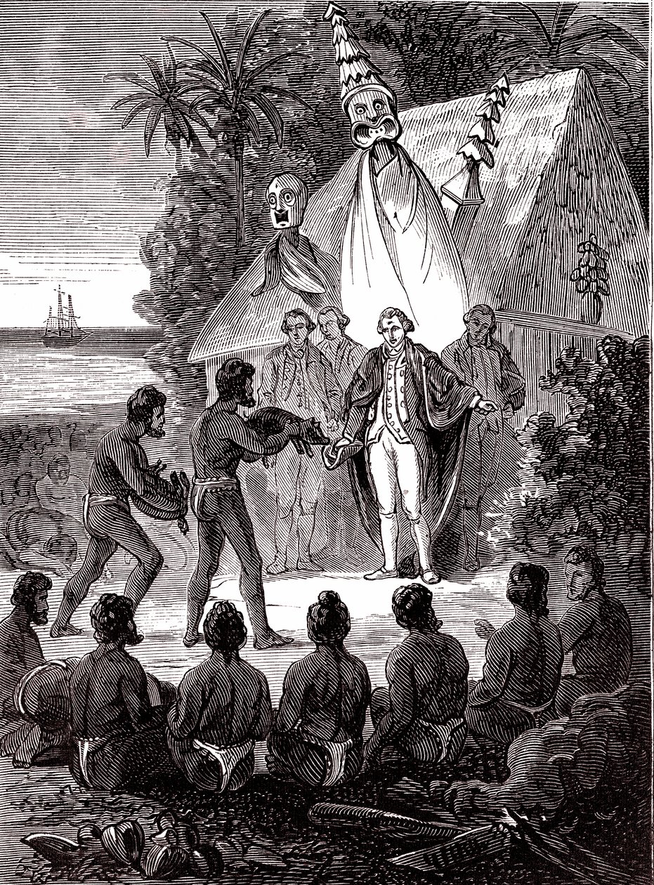 James Cook med Island Sandwich indfødte af Unknown artist