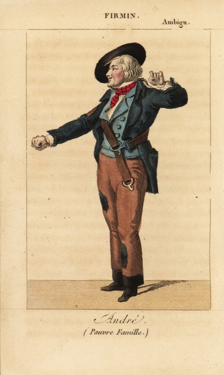 Jean-Baptiste Firmin som Andre i melodramaet Pauvre Famille af Benjamin og Melchior på Theatre de lAmbigu Comique af Unknown artist