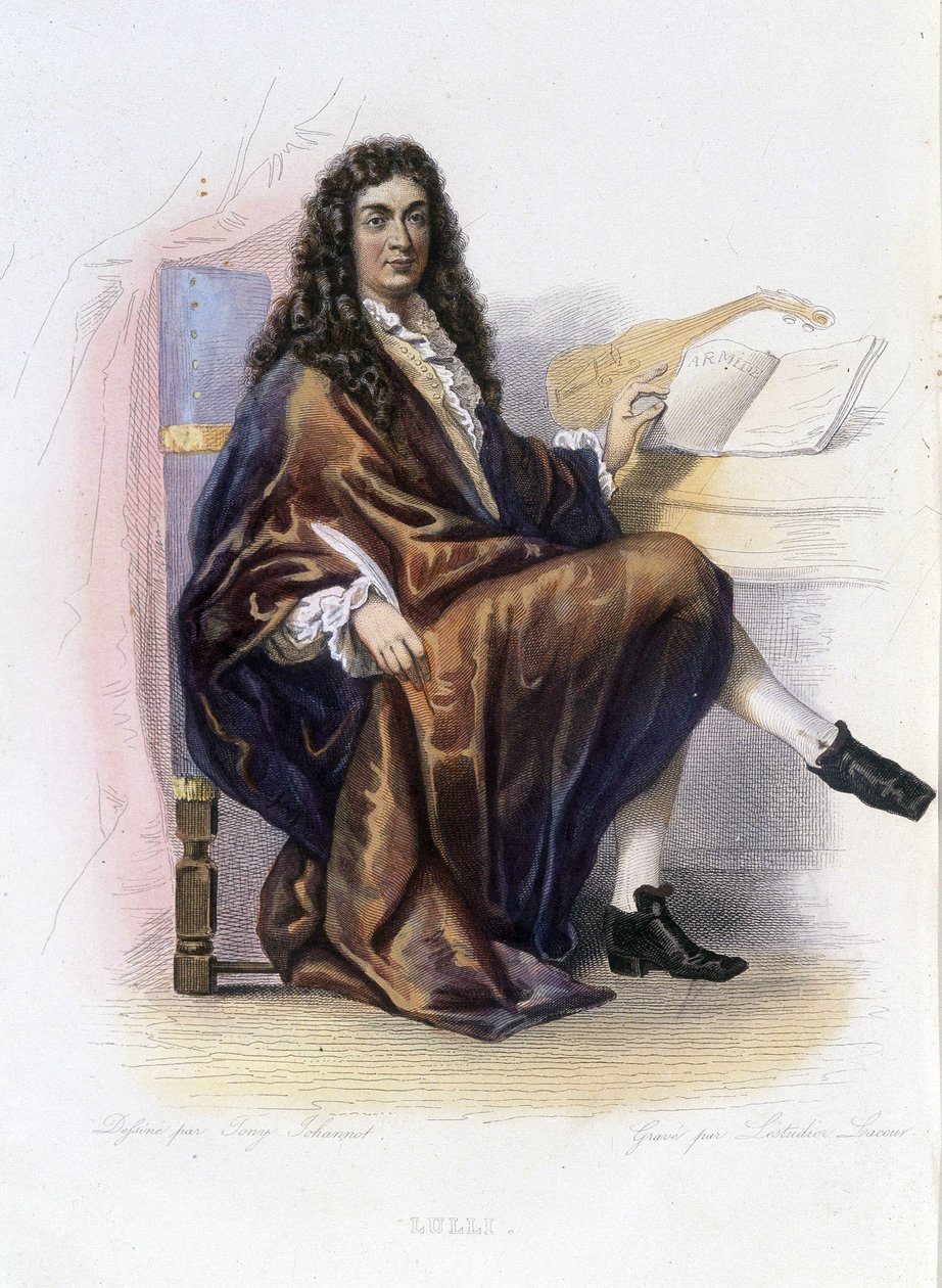Jean Baptiste Lully (Giovanni Battista Lulli) (1632-1687) - i ""Le Plutarque francais"", udg. Mennechet af Unknown artist