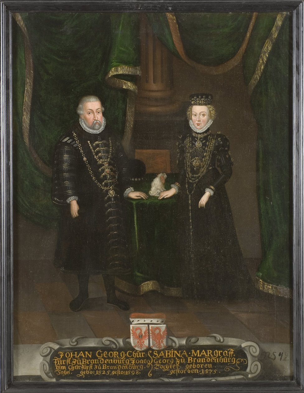 John George (1525-1598), kurfyrste af Brandenburg og Sabina af Brandenburg-Ansbach (1529-1575), kurfyrste af Brandenburg, anonym. Olie på lærred. Mål: 105x8 af Unknown artist