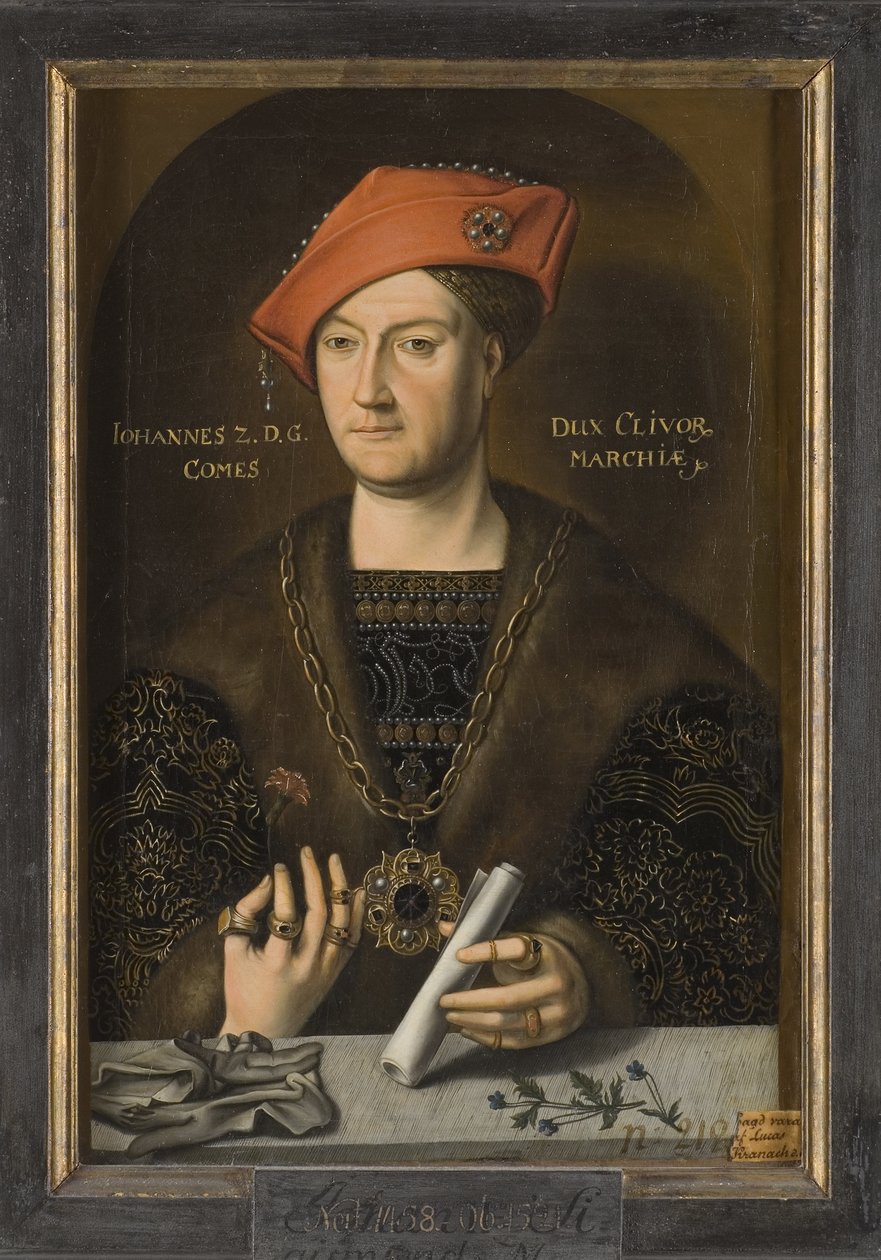 Jean II de Cleves, dit le Clement - Portræt af Johannes II (1458-1521), hertug af Cleves, greve af Markus, anonym. Olie på lærred. Mål: 66x45 cm. Nationalmuseum Stockholm af Unknown artist
