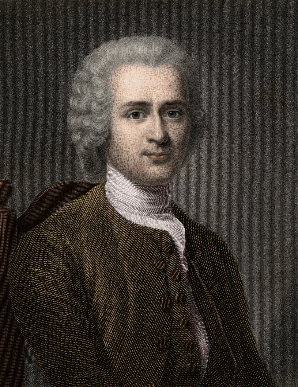 Jean Jacques Rousseau 1712-1778 - Gravering - 19. århundrede af Unknown artist
