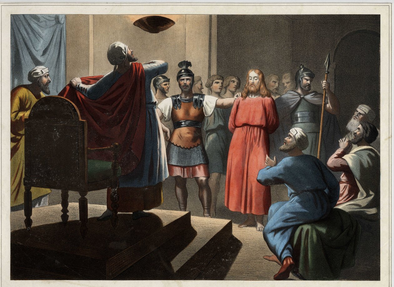 Jesus foran Kaife. Anonym stik fra midten af 1800-tallet. af Unknown artist