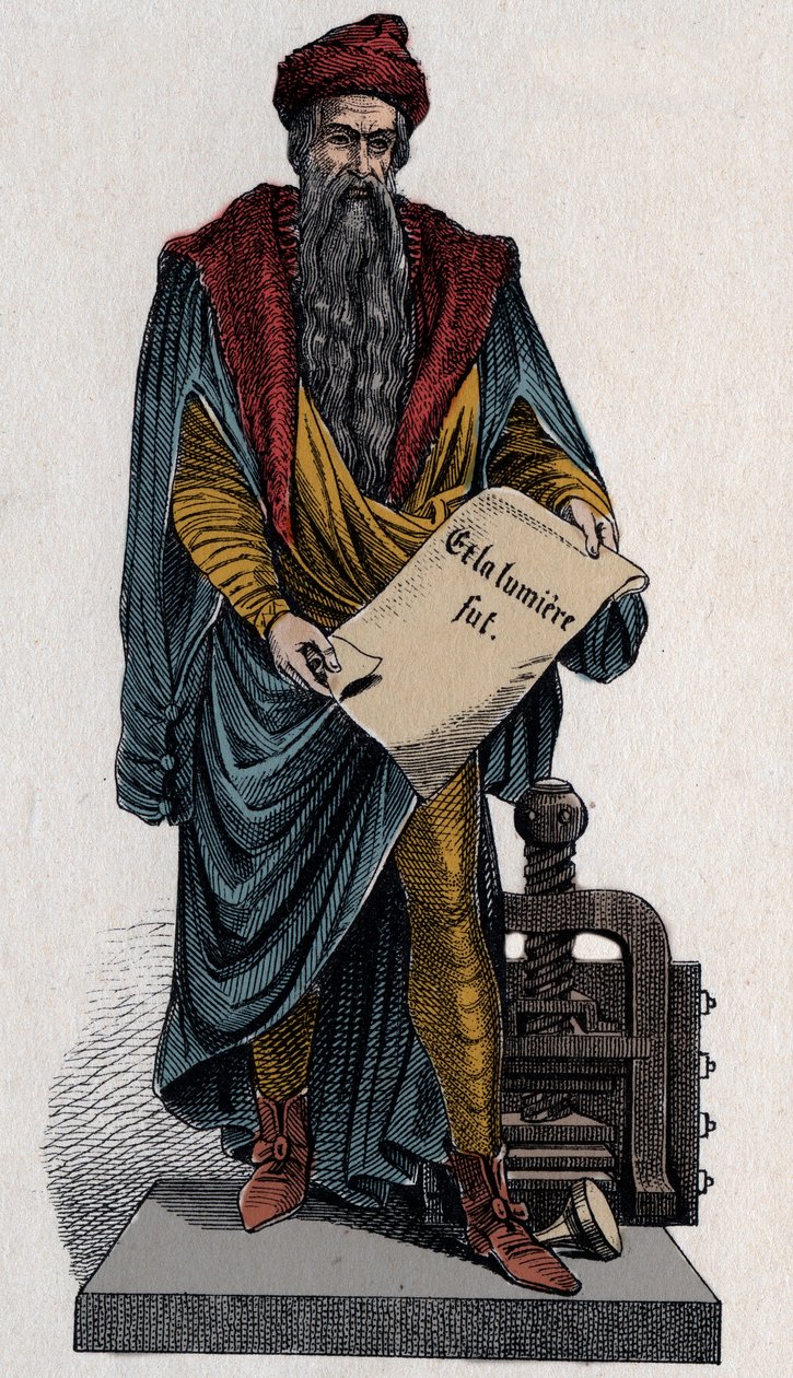 Johann Gutenberg, tysk bogtrykker og guldsmed af Unknown artist