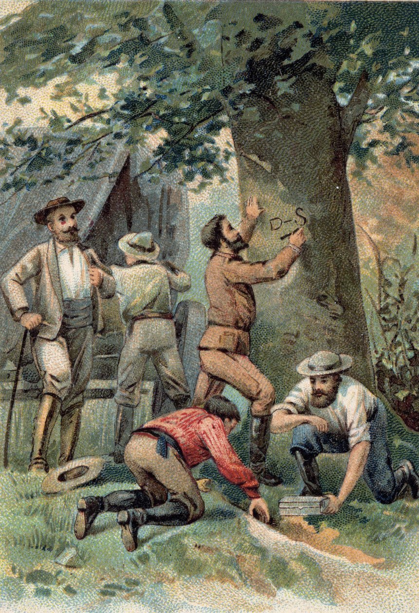 John McDouall (Mc Douall) Stuart (1815-1866): Skotsk opdagelsesrejsende, efter at have krydset Australien i 1862, markerer stedet på et træ som hans sidste udvej. af Unknown artist