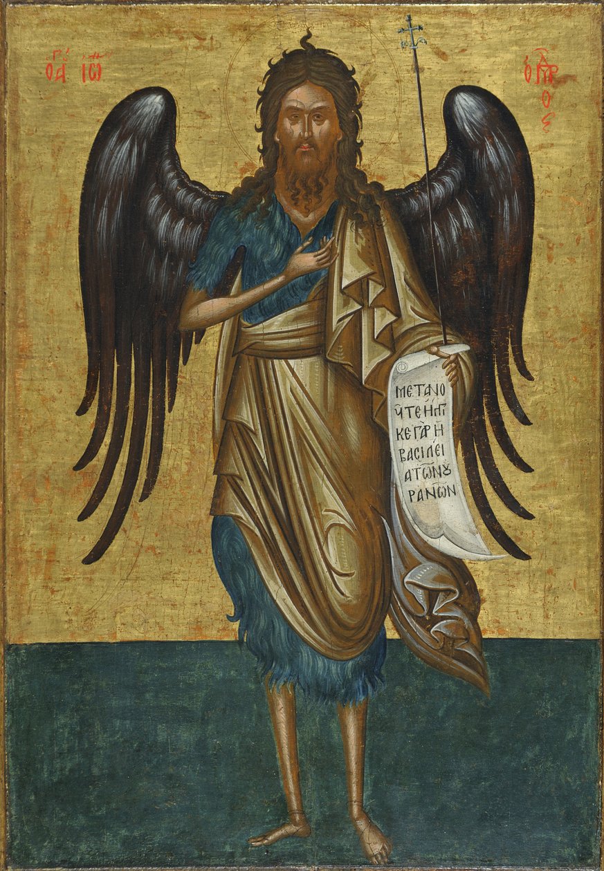 Johannes Døberen (ægtempera og bladguld på gesso på lærred og træ) af Unknown artist