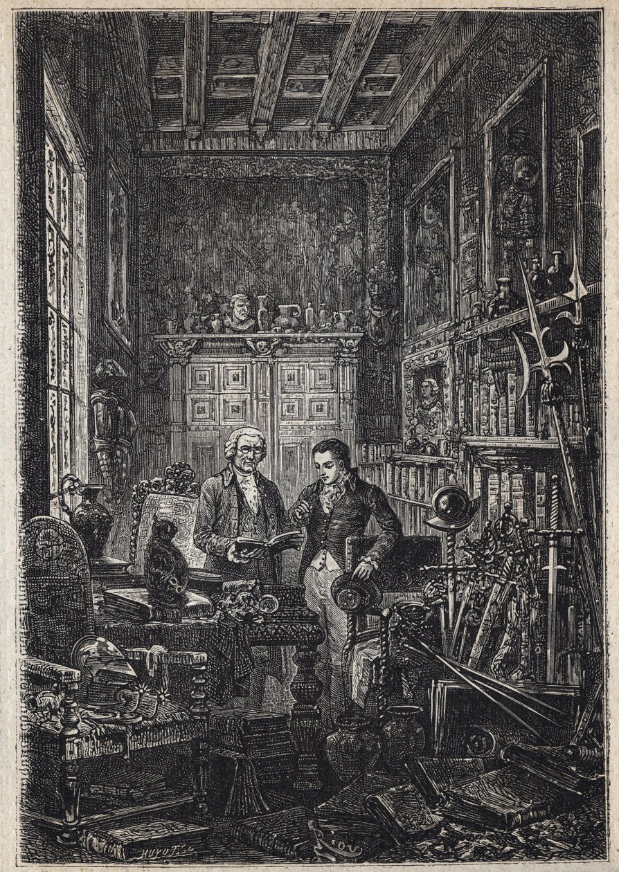 Jonathan Oldenbuck - (The Saint of the Saints of the Antiquary) - Illustration af det 19. århundrede til romanen "The Antiquary" af af Unknown artist