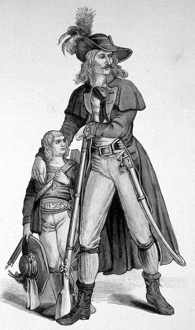 Joseph Speckbacher 1767-1820 og hans søn - Heros national tyroler mod bayerne efter Tyrols tilknytning til Baviere i 1809. Gravering 1800-tallet. af Unknown artist