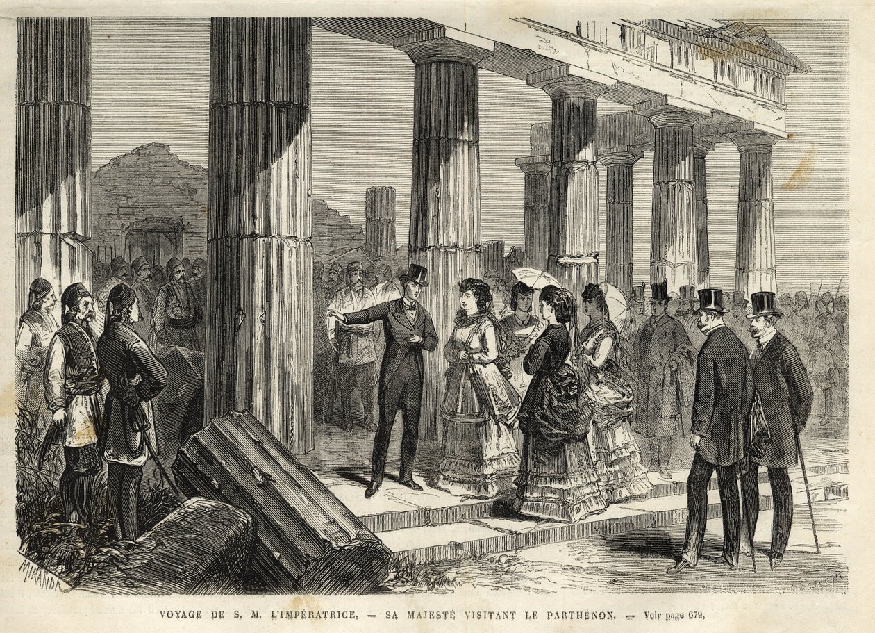 Kejserinde Eugenies rejse i Grækenland - Impress Eugenies rejse til Grækenland - Parthenons besøg i Athene - i 1869 af Unknown artist
