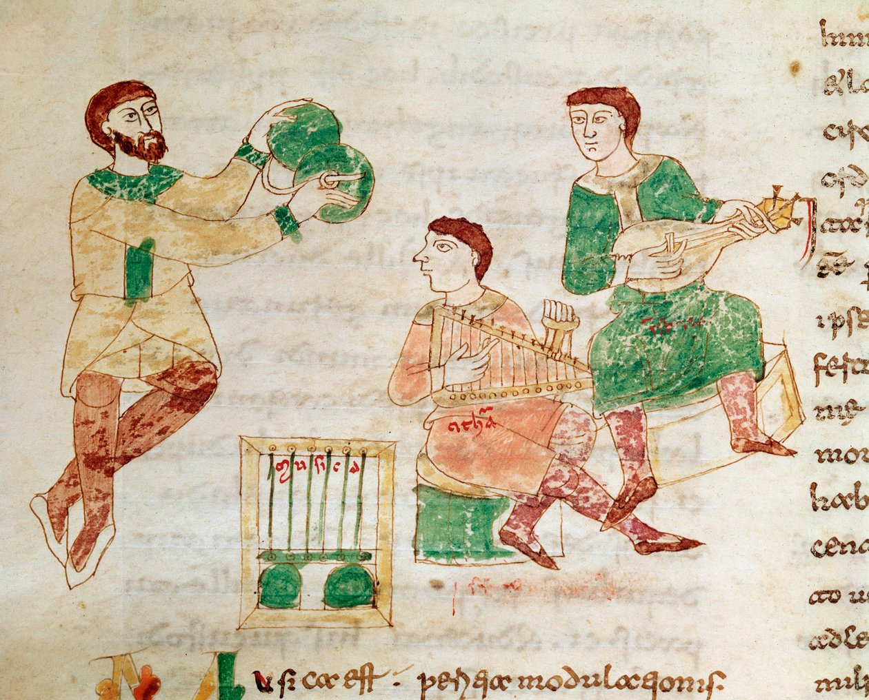 Jonglør og hofmusikere (miniature, 9. århundrede) af Unknown artist