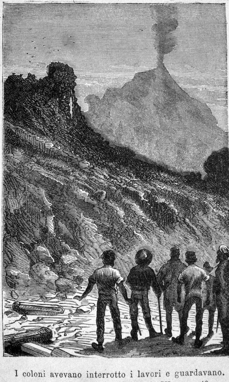 Jules Verne: Den mystiske ø. 1800-tals illustration. af Unknown artist
