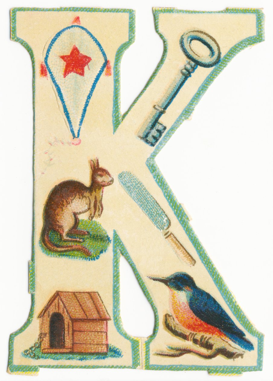 A: Insekter, glenter, kænguruer, nåletræer, kenneler, isfugle (sort litho) af Unknown artist