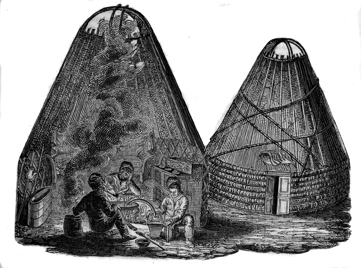 Kalmouks (vestlige mongoler) foran deres telt. af Unknown artist