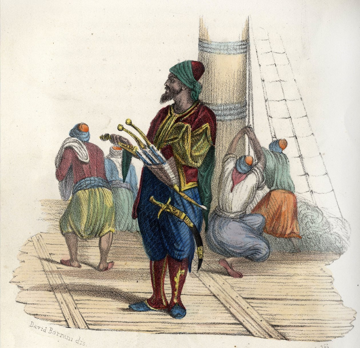 Khayr al-Din (d. 1476-1546), også kendt som Barberossa II, var en tyrkisk kaper. Grundlægger af staten Algier i det 16. århundrede. i "Ancient and Modern Algeria""" af Léon Galibert. Italiensk udgave i 1846 farve. af Unknown artist