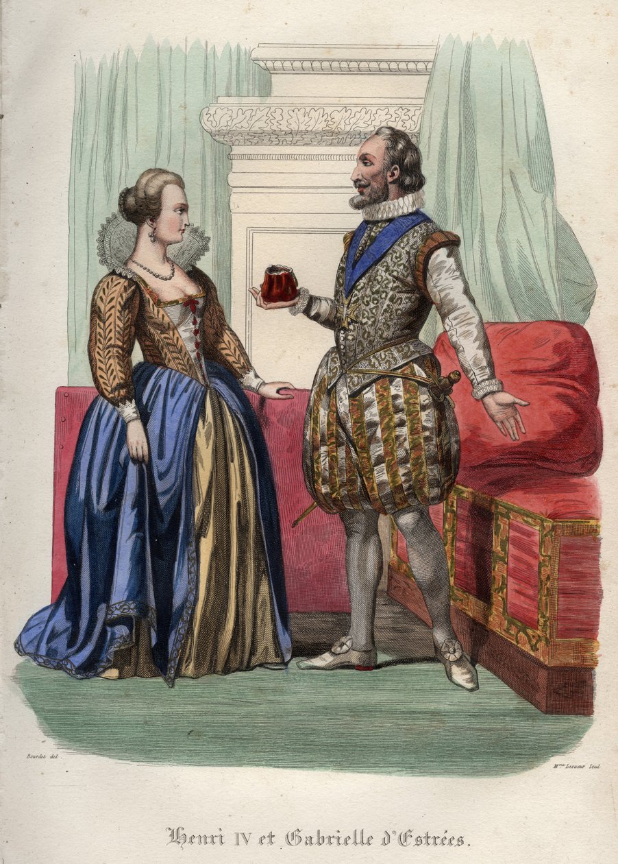 Kong Henrik IV (Henry IV) af Frankrig (1553-1610) og hans elskerinde Gabrielle d