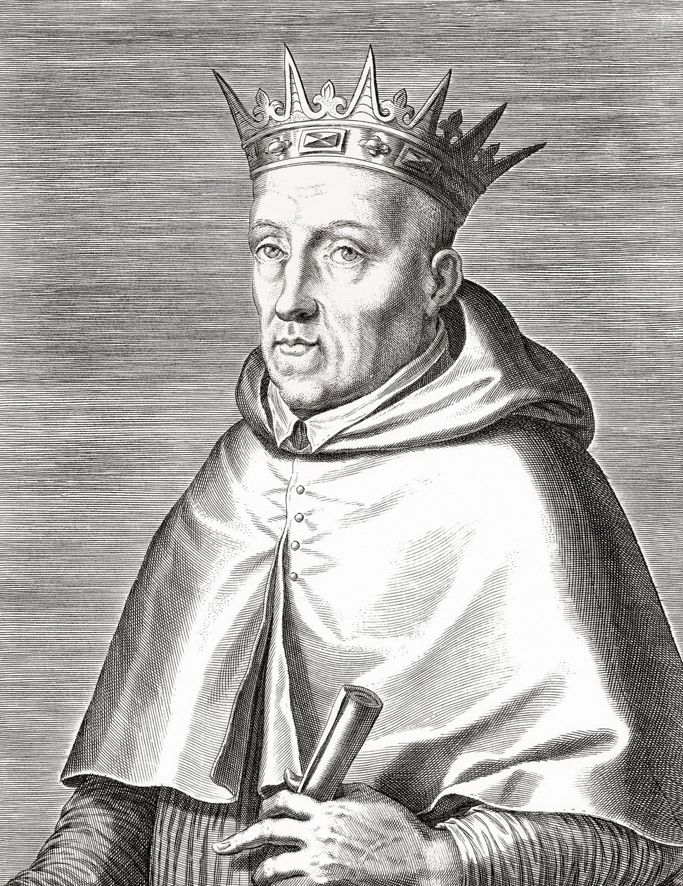 Kong Henrik I af Portugal og en kardinal. Henrique I. Portræt. af Unknown artist