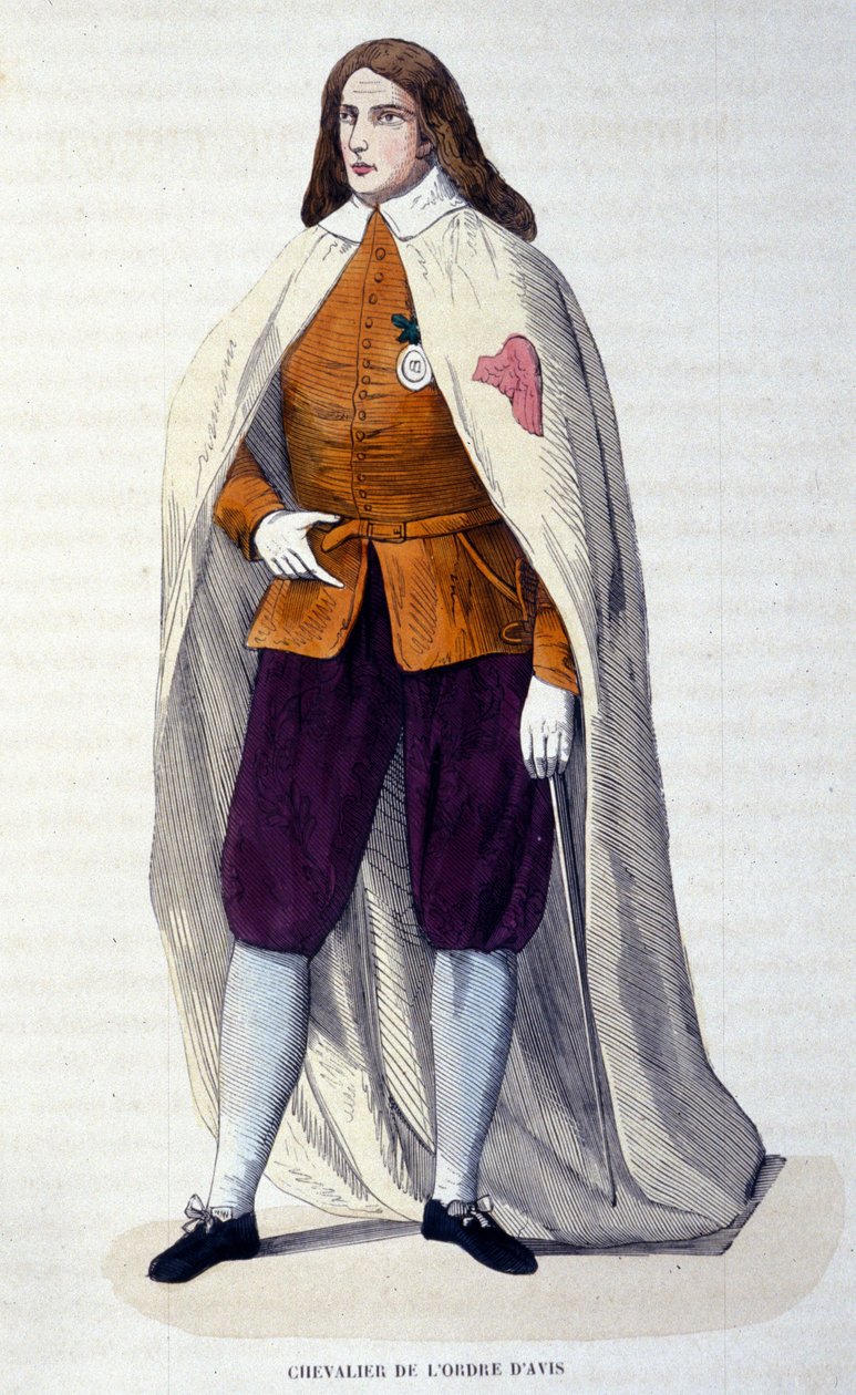 Ridder af Avis-ordenen (eller Aviz), portugisisk ridderorden indstiftet i 1147 af kong Alfonso I Henriques for kampen mod maurerne. Indgravering af det 19. århundrede. af Unknown artist