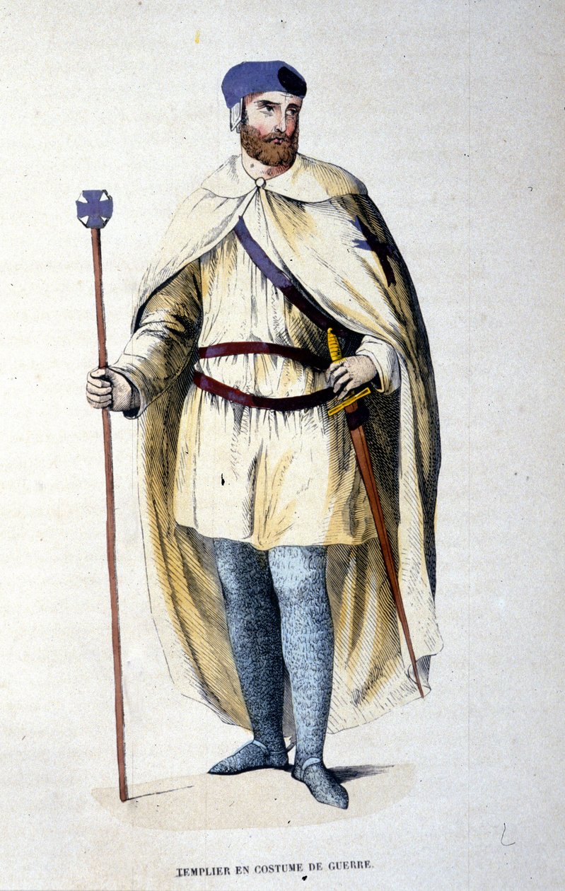 Ridder af Tempelherreordenen i krigsdragt. Indgravering af det 19. århundrede. af Unknown artist