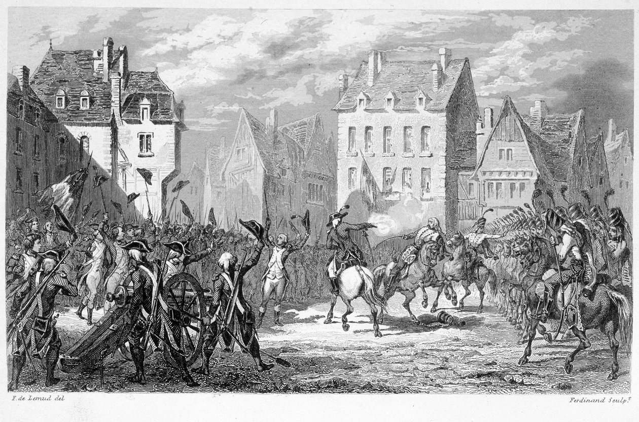 Nationalgarden i Varennes (22. juni 1791) - i "Fasttes de Gardes Nationales de France" af Unknown artist