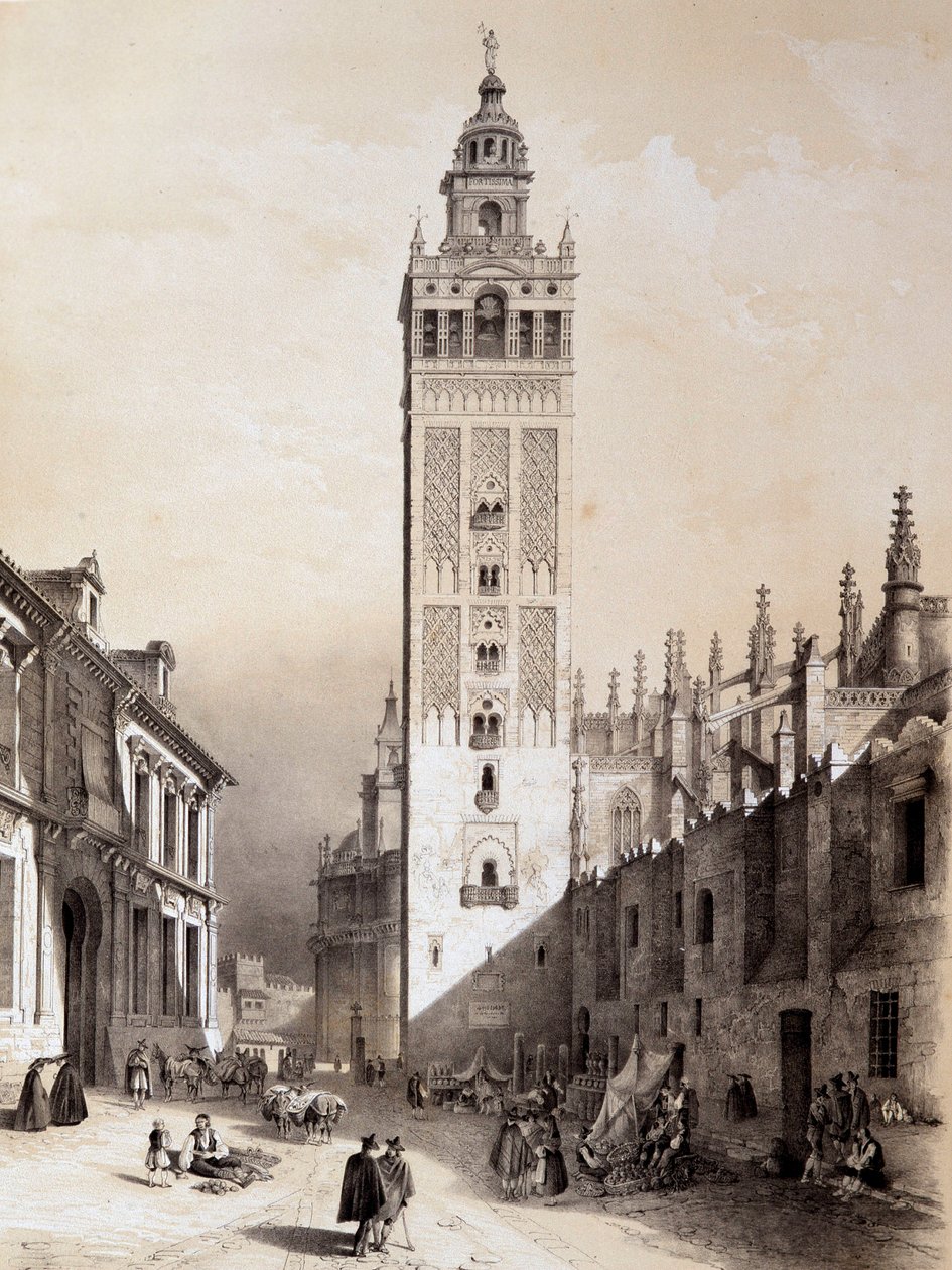 La Giralda, Sevilla, "" Kunstneriske og monumentale Spanien af de berømte steder og monumenter i Spanien"" af Don Genaro Perez De Villa af Unknown artist