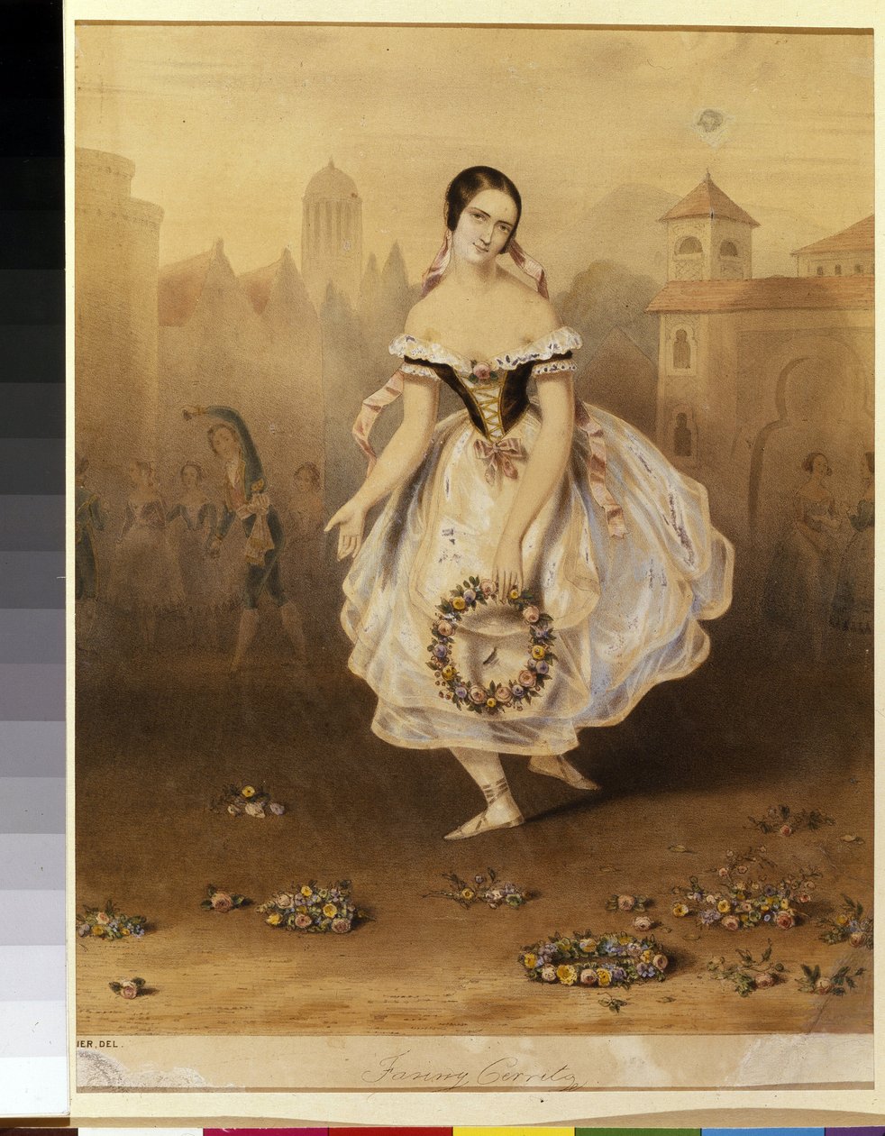 Den italienske ballerina Fanny (Francesca) Cerrito (1817-1909) (balletdanser Fanny Cerrito). Anonym litografi, slutningen af ​​1830. 1800-tallets neoklassicisme. Statens museum for teater og musikkunst, Sankt Petersborg. af Unknown artist