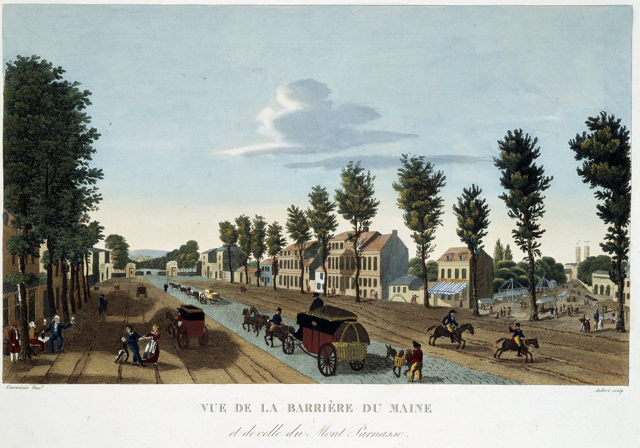 The Barrier of Maine, omkring 1820 - i "" Views of Paris" af Courvoisier af Unknown artist