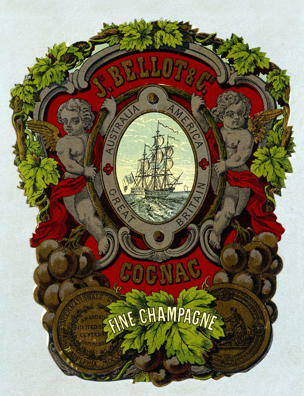 Etiket af "" Bellot Cognac - Fin Champagne"", sd. 19. århundrede. af Unknown artist