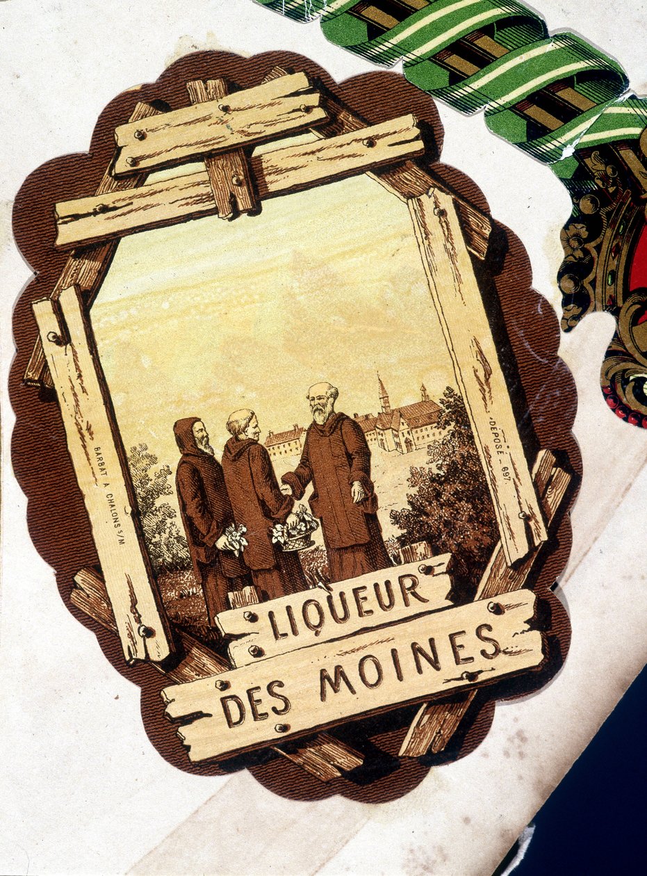 Etiket af "" Liqueur des Moines"", sd. 19. århundrede. af Unknown artist