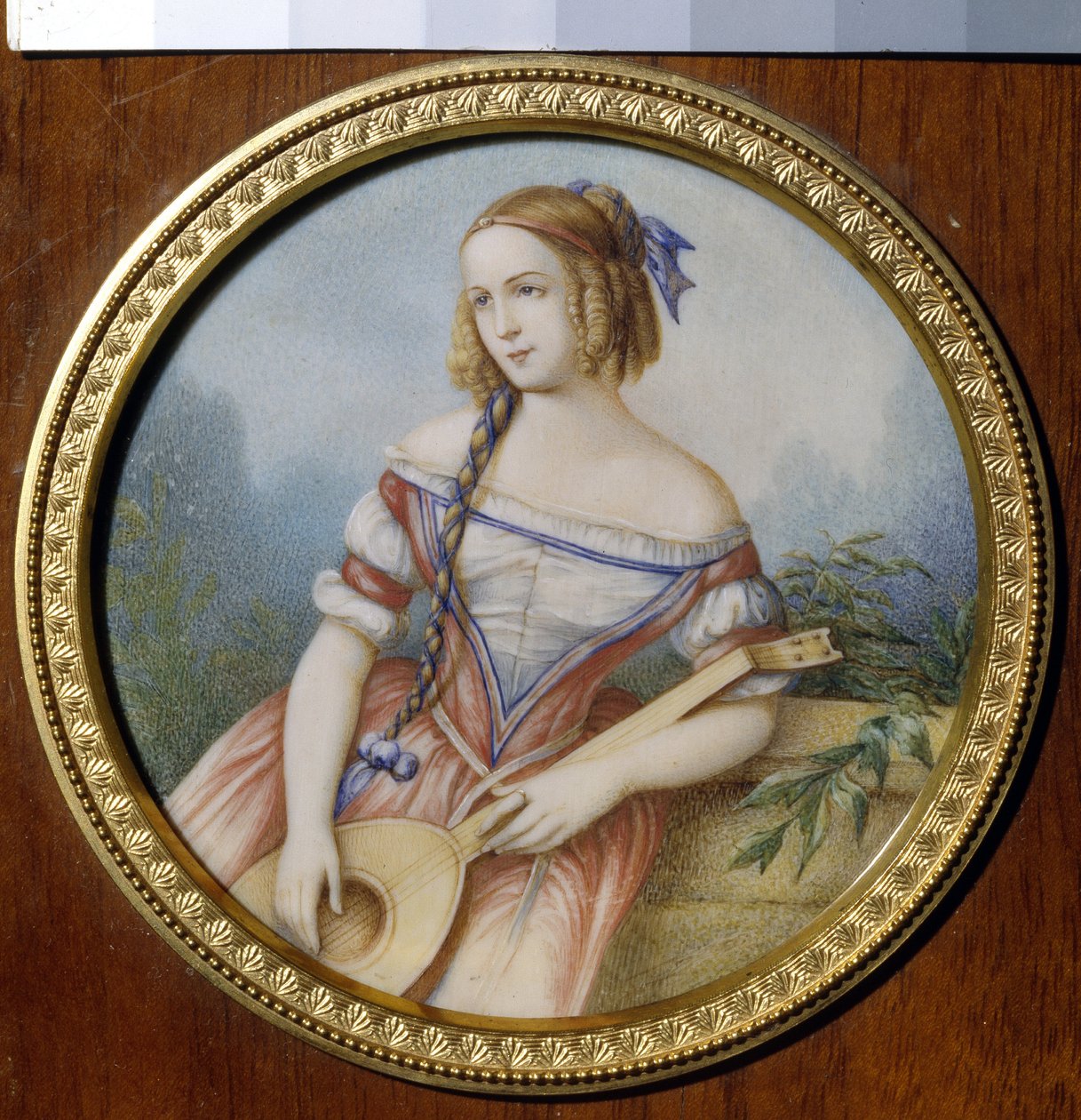 Den russiske skuespillerinde Varvara Asenkova (1817-1841), i rollen som Esmeralda hentet fra ""Notre Dame de Paris"" af Victor Hugo (1802-1885). (Russisk skuespillerinde Varvara Asenkova som Esmeralda). Anonymt værk, akvarel på papir af Unknown artist