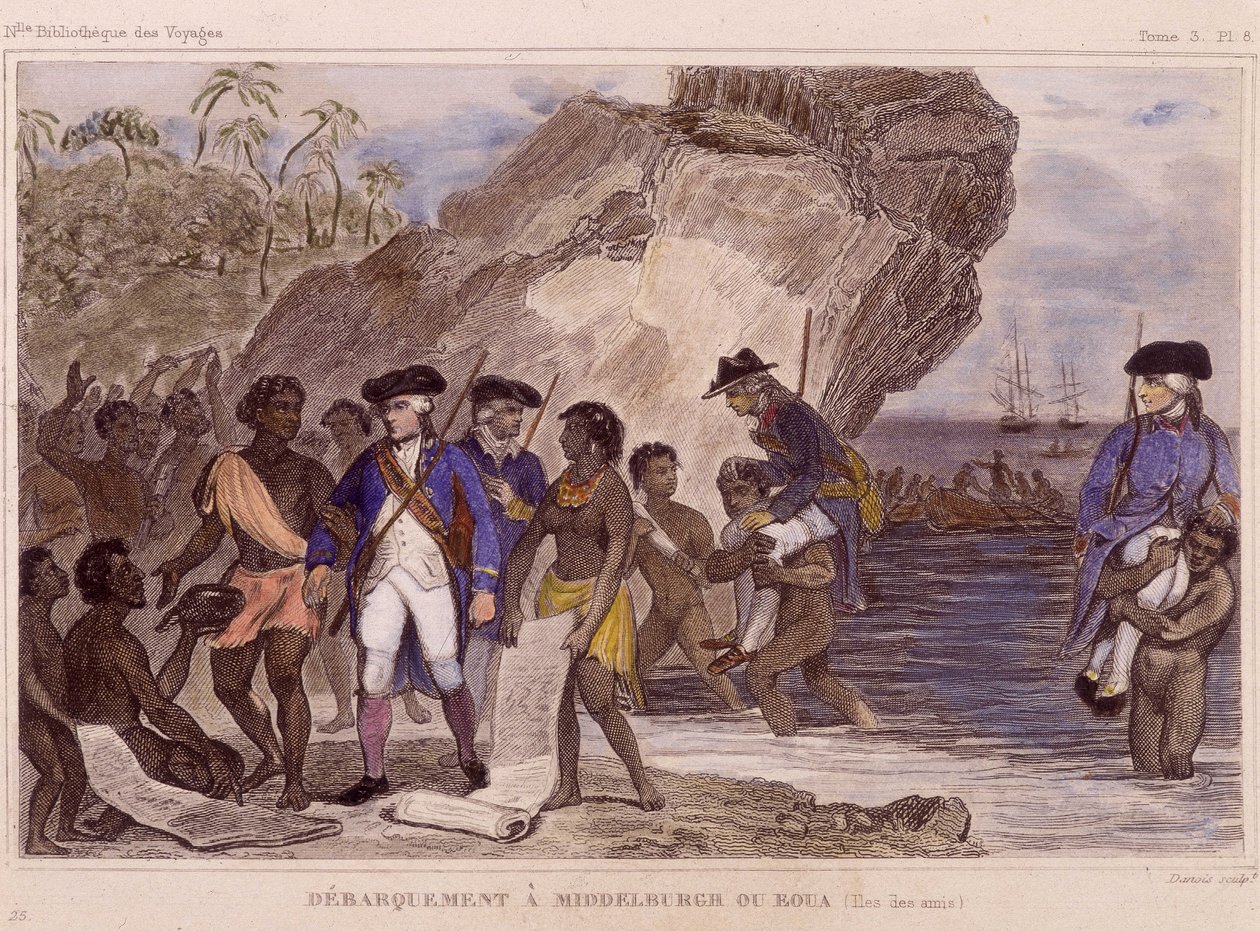 Landgang af Jean-Francois Galaup, greve af La Perouse (Jean Francois Laperouse af Unknown artist