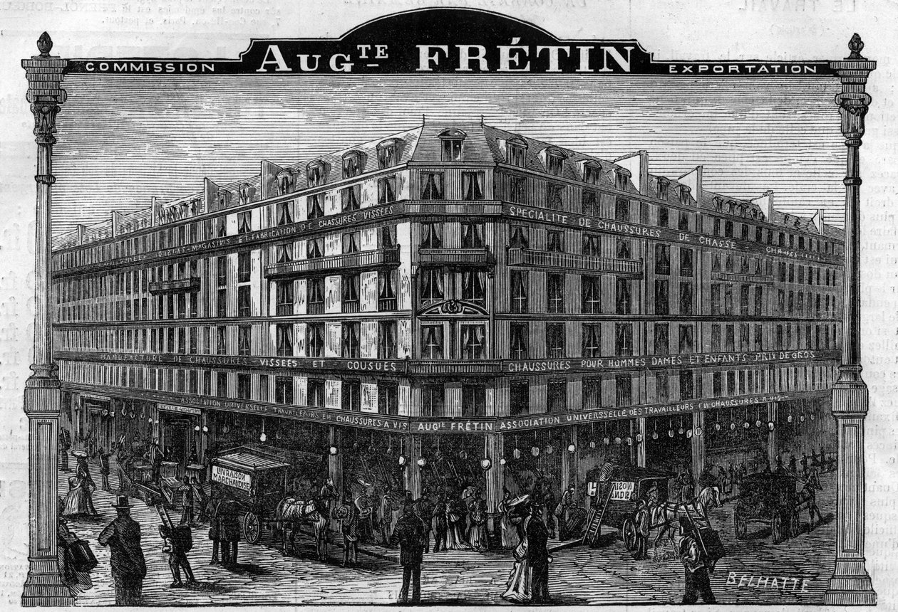 Stor Chausage Manufacture ""Auguste Fretin"", Paris VIth Arrondissement 64, rue de Rennes. Stik fra 1883 af Unknown artist