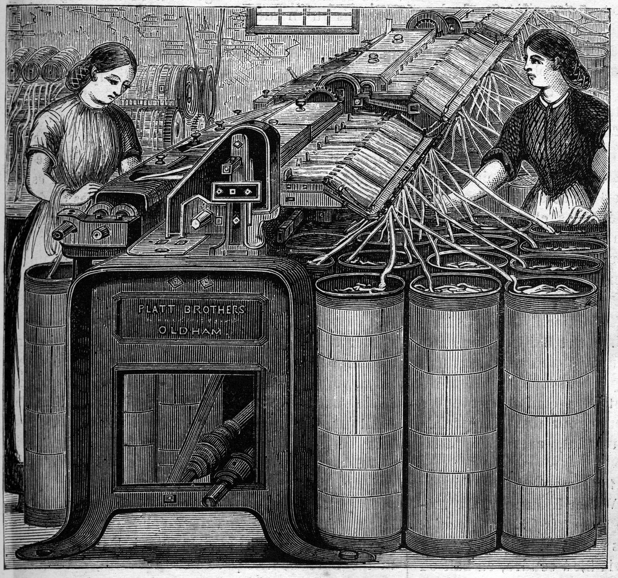Store engelske industrier: Walter Evans bomuldsspinderi i England i 1863. Bomuldsflotation. af Unknown artist