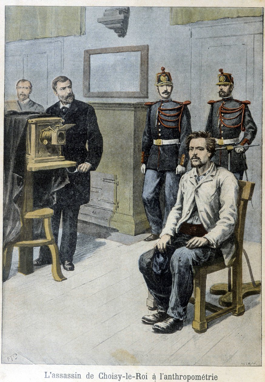 Morderen af ​​Choisy-le-Roi til antropometri (og hr. Alphonse Bertillon) - i "" Le Petite Journal", maj 1899 af Unknown artist