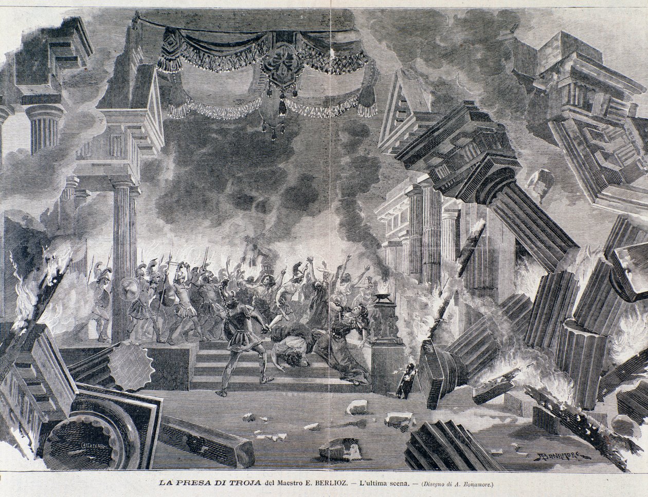 Sidste scene i operaen Trojanerne af Hector Berlioz af Unknown artist