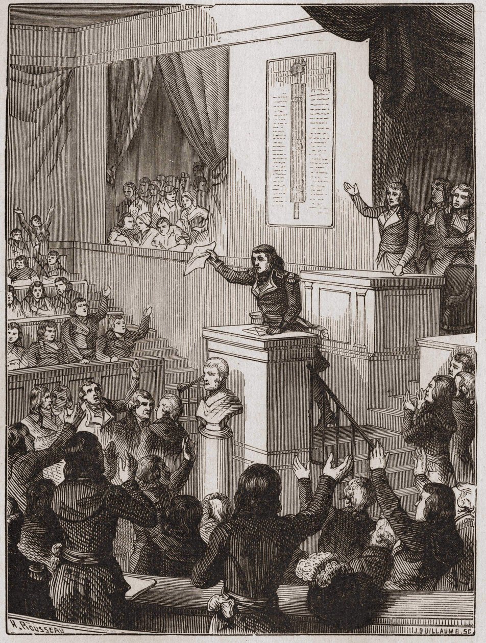 Lazare Nicolas Marguerite Carnot (kaldet arrangøren af sejren eller den store Carnot) annoncerede den 1. september af Unknown artist