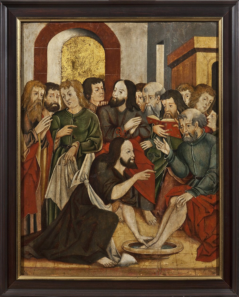 Kristus vasker Sankt Peters fødder - Kristus vasker Peters fødder - Anonym. olie på træ af Unknown artist