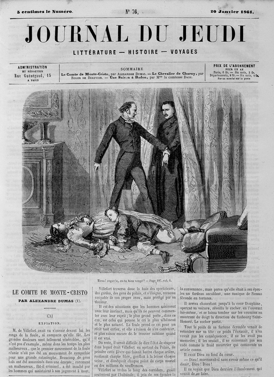 Greven af ​​Monte Cristo (Monte Cristo) - i "" Le Journal du Thursdays"" af 20/01/1861 af Unknown artist