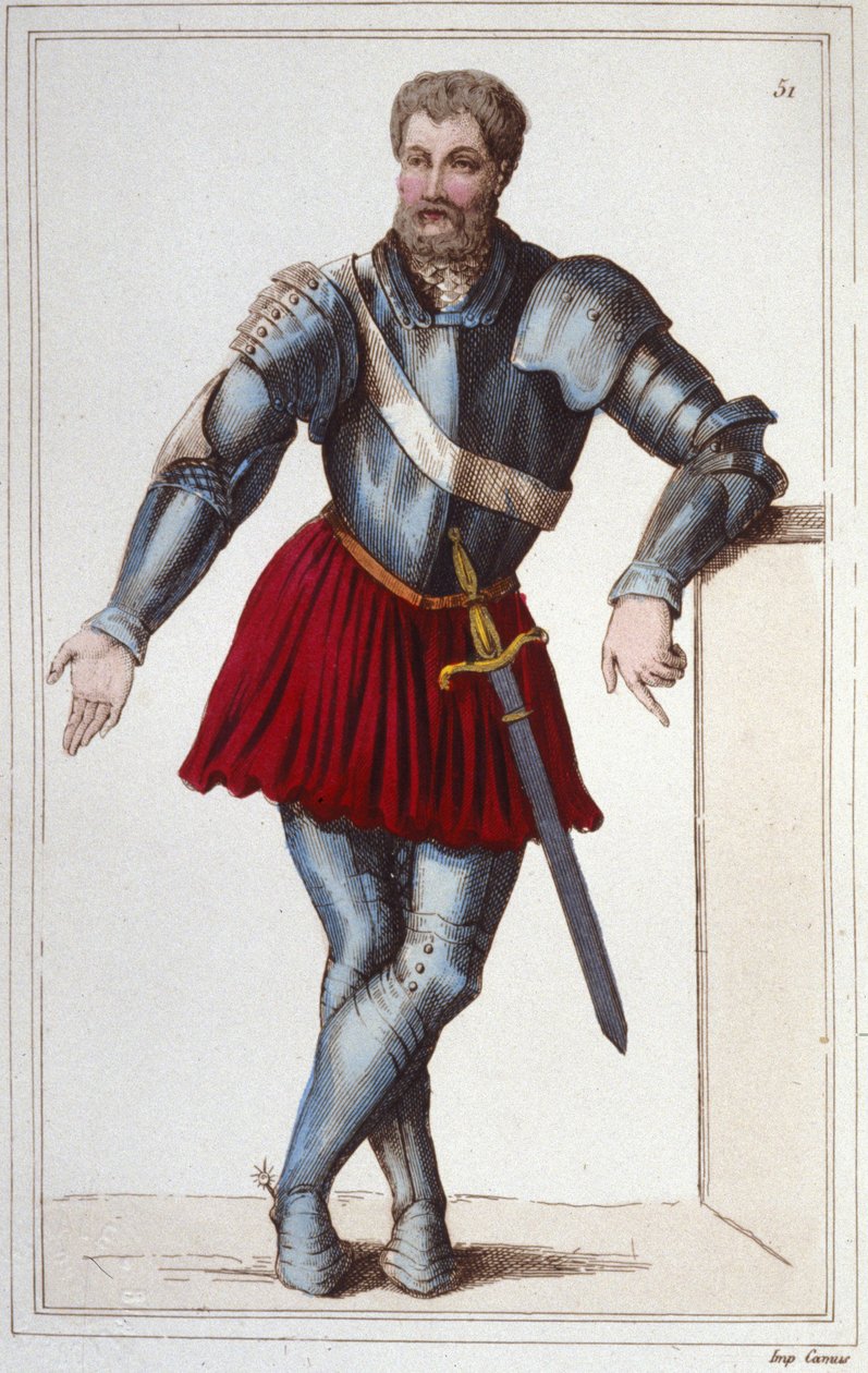 Ridderen Bayard (1475-1524) gravering 1830 af Unknown artist