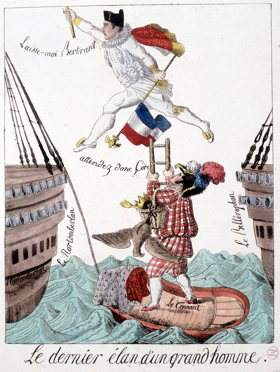 Den sidste streg af en stor mand: karikatur af Napoleon og general Bertrand - i "" Napoleon 1er, karikaturer, dummy-samling", Paris af Unknown artist