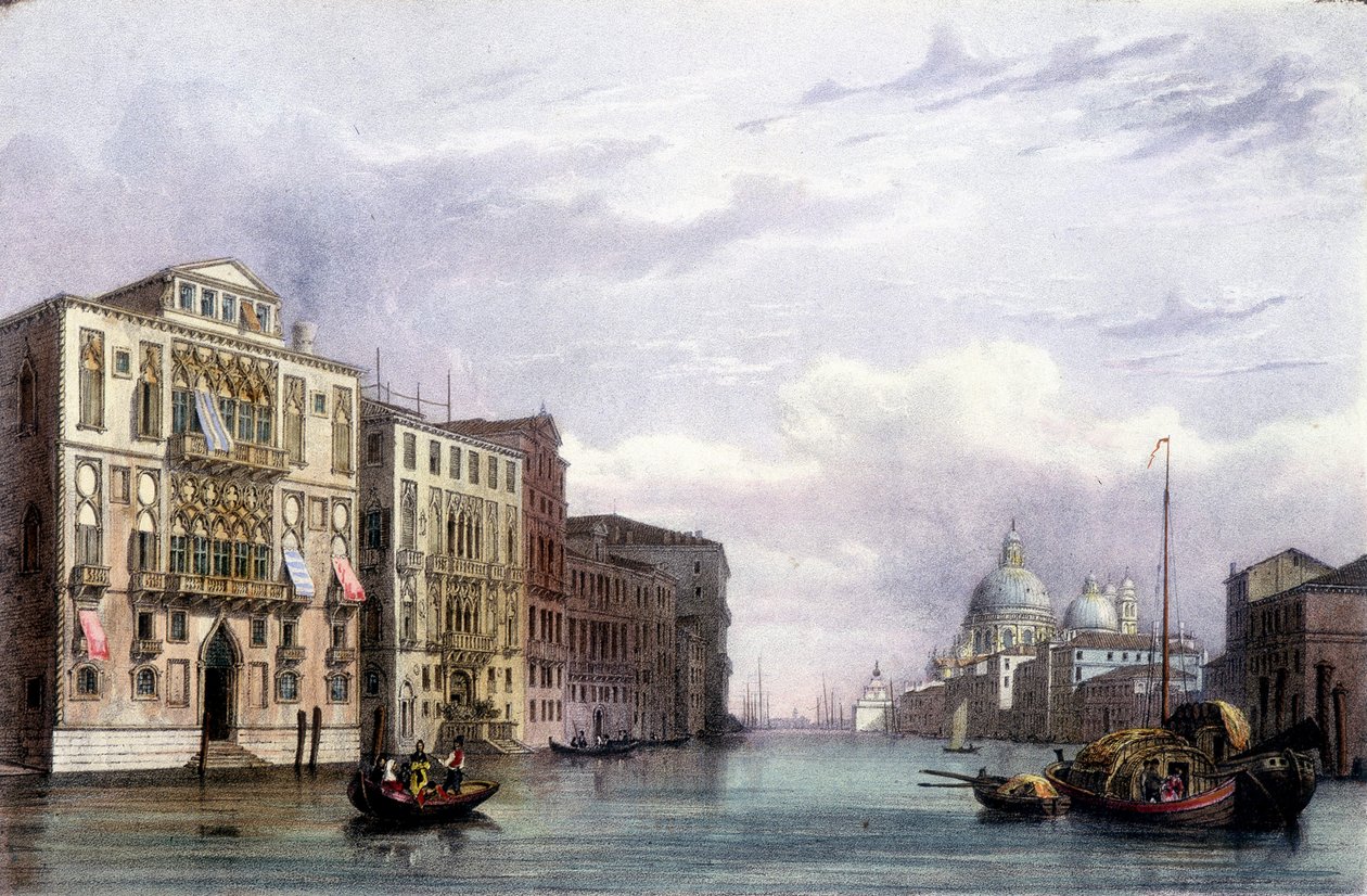 Le grand canal - i "Album med de vigtigste udsigter over Venedig"", ill. af Marco Moro, red. Gio Brizeghel, v.1840 af Unknown artist