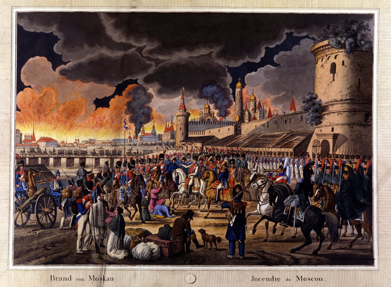 Den store brand i Moskva i september 1812. af Unknown artist