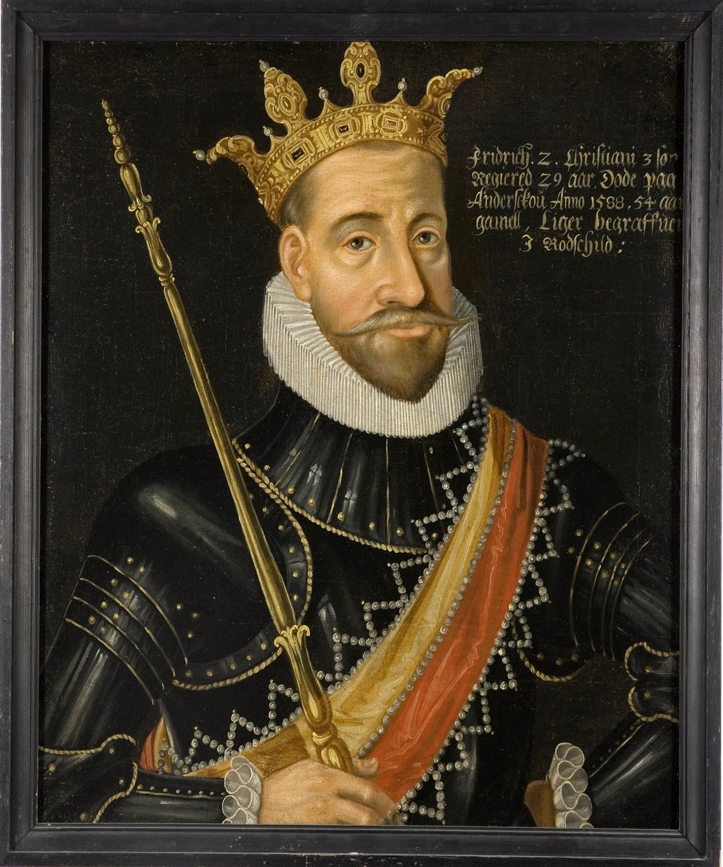 Le roi Frederic II de Danemark et Norvege - Kong Frederik II af Danmark (1534-1588), Anonym . Olie på lærred. Mål: 74x64 cm. Nationalmuseum Stockholm af Unknown artist