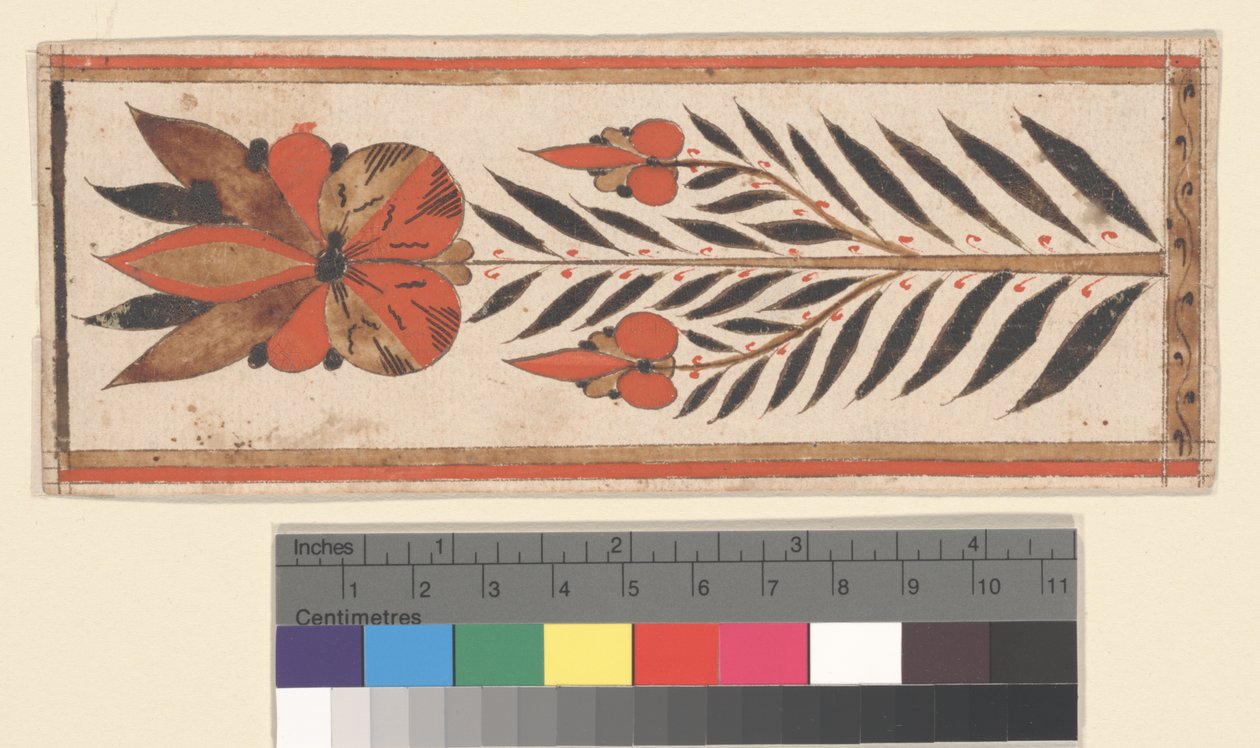 Leafy Flower (akvarel og blæk på papir) af Unknown artist