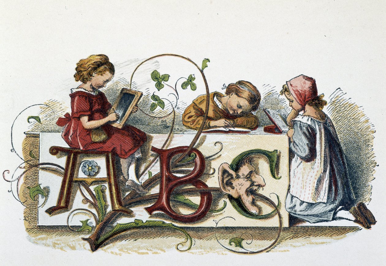 Børns læsning og skrivning - i “Børnelege””, red. London, George Ronthedge og sønner, slutningen af ​​det 19. århundrede af Unknown artist