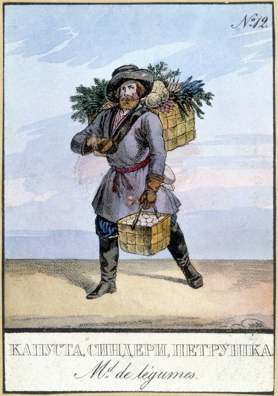 Bælgplantehandler i Rusland i det 19. århundrede. af Unknown artist