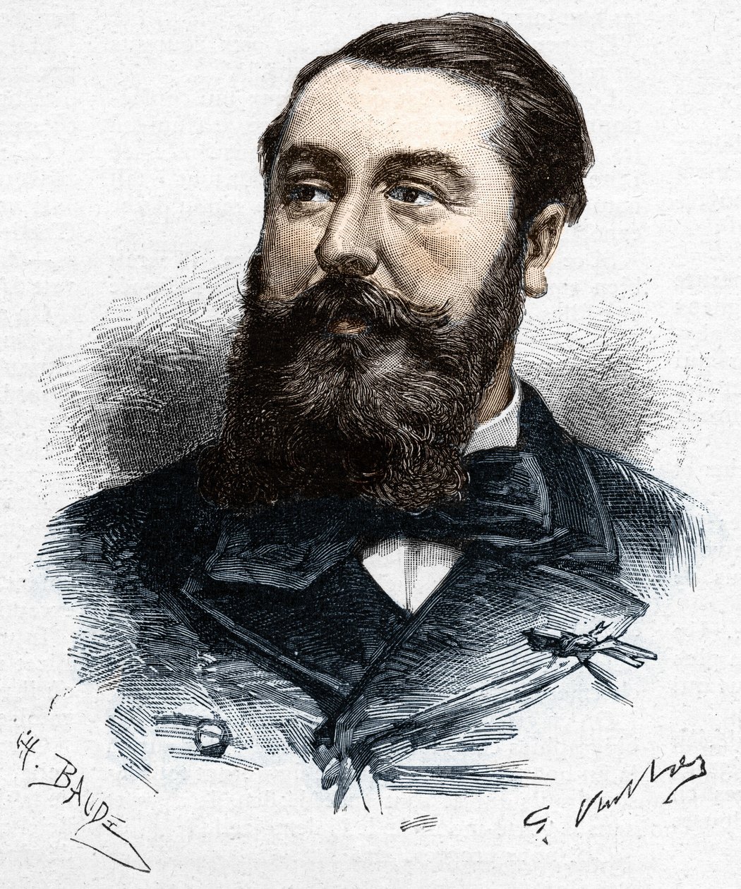 Leo Delibes (1836-1891), fransk musiker og komponist. Træstik af Charles Baude efter Gaston Vuillier - i "" Le Monde Illustré"" af 28. april 1883. af Unknown artist