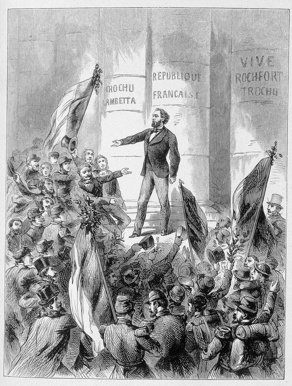 Leon Gambetta annoncerer proklamationen af republikken den 4. september af Unknown artist