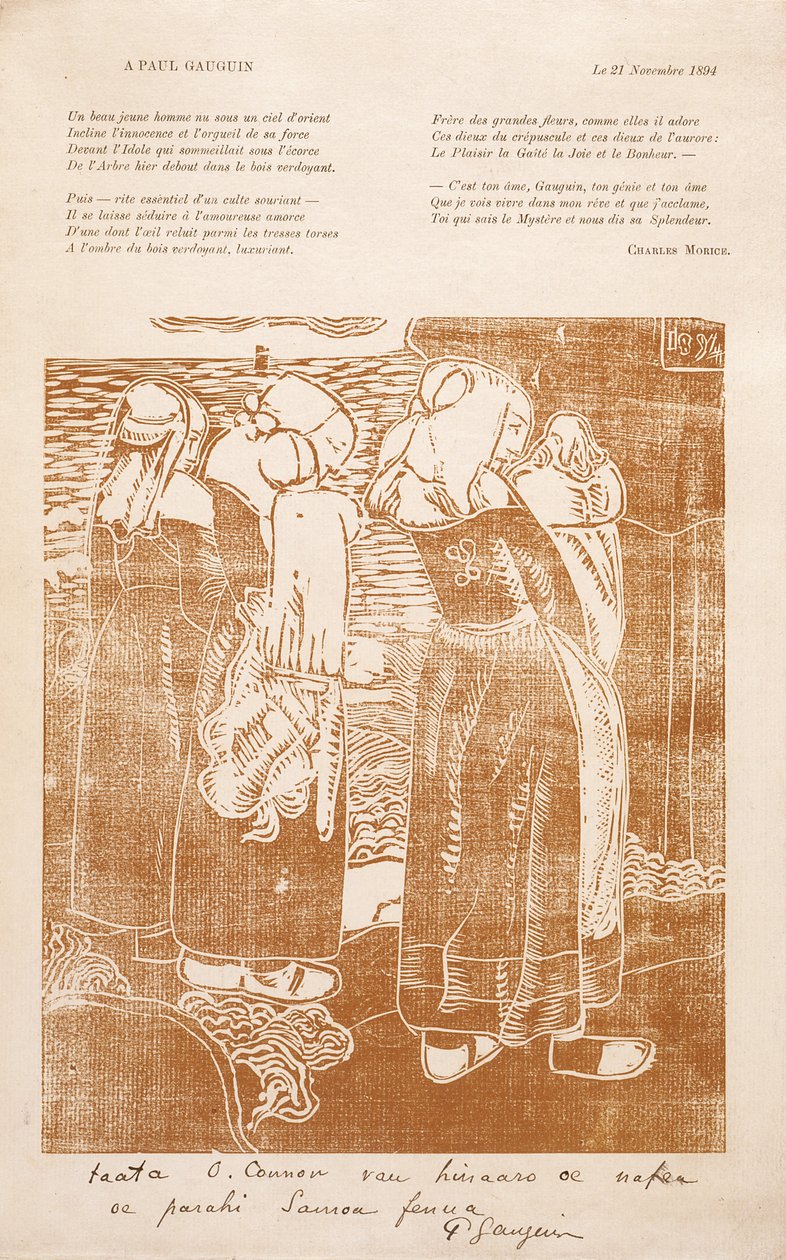 Les Bretonnes (De bretonske kvinder) (træbloktryk) af Unknown artist