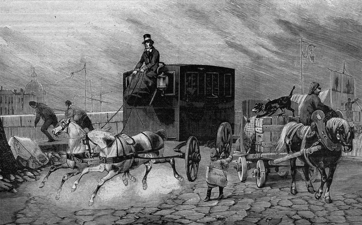 Les Omnibus de Paris i det 19. århundrede: la Bearnaise - gravering fra 1892 af Unknown artist