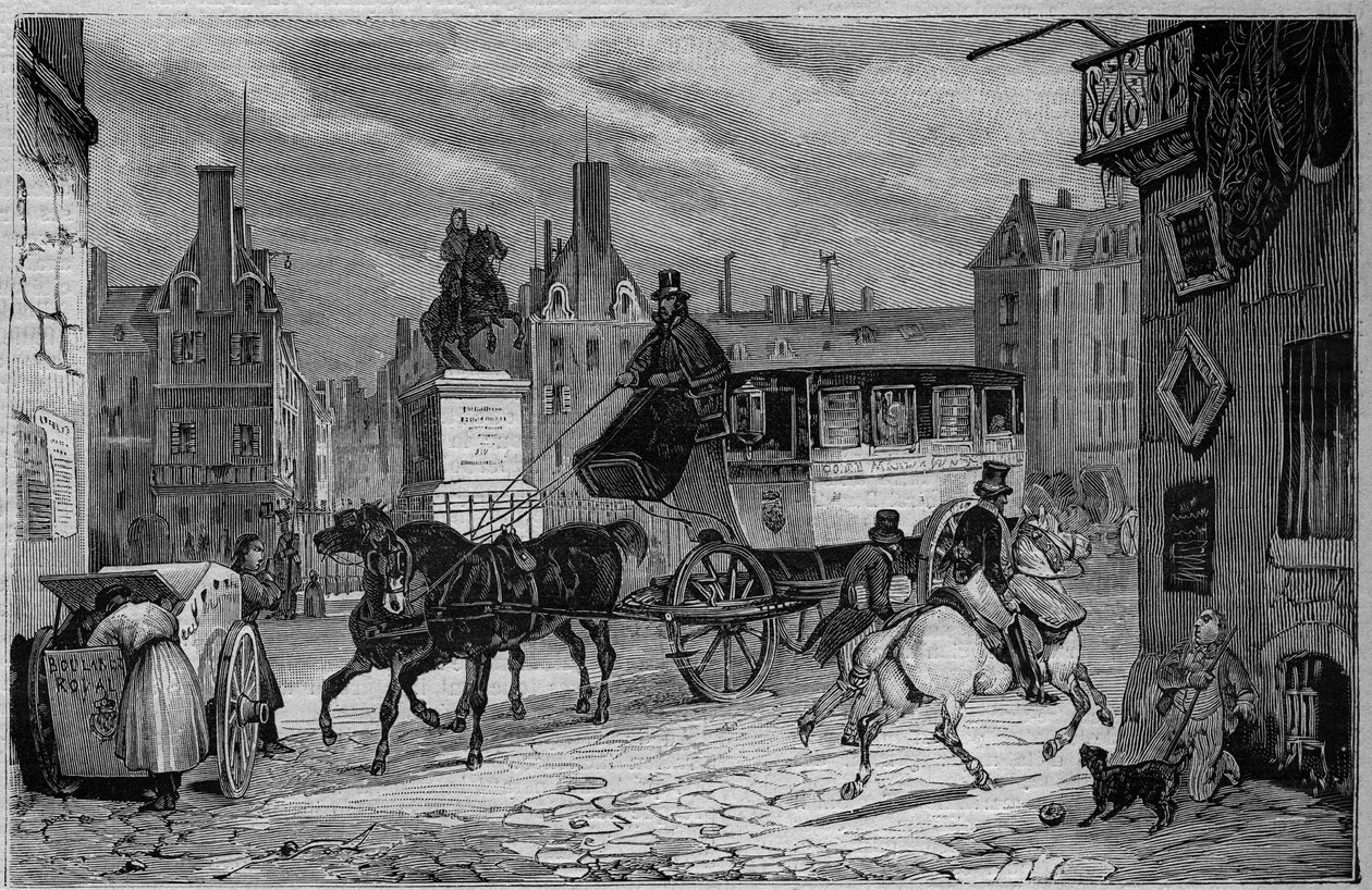Les Omnibus de Paris i det 19. århundrede: trycicle - gravering fra 1892 af Unknown artist